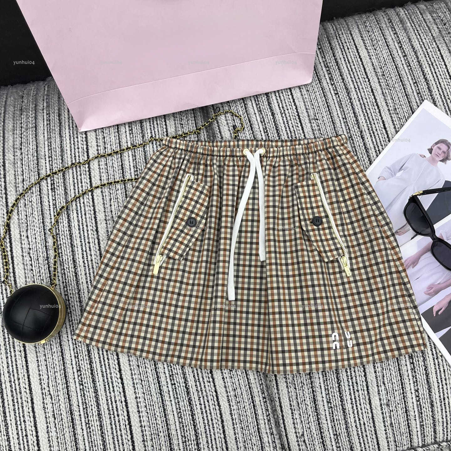 Popular Skirt women dress Summer lady dresses women designer clothes plaid elastic waist short skirts A078X02N050-image-1105308349