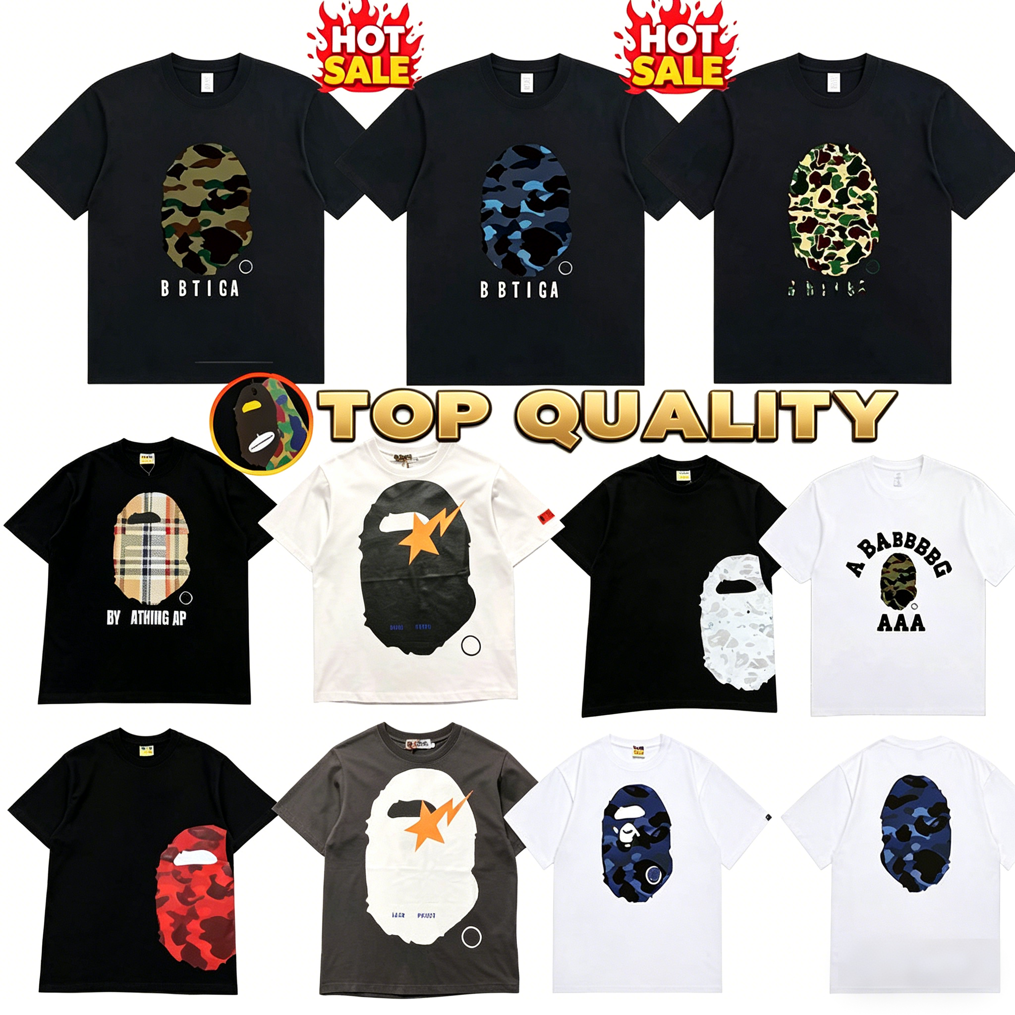 Bapeshirtlys Mens t shirt designer Loose Fitness breathable Casual Womens mens bapeeshirt Cotton Shirts Short Sleeve High quality Street Fashion Clo