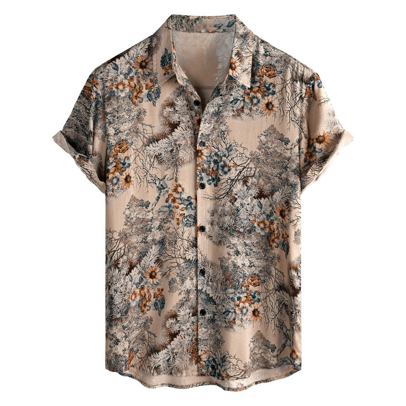 2026 Hot-selling Hawaiian Luxury Designer T-shirt Floral 3D Digital Designer T-shirt Print Custom Men's Short Sleeve Shirt