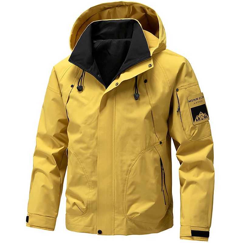 2026 Spring Waterproof Hooded Jacket Men Outdoor Softshell Zip Up Windbreaker Jackets Hiking Camping Coat Autumn Thin Overcoat L260509