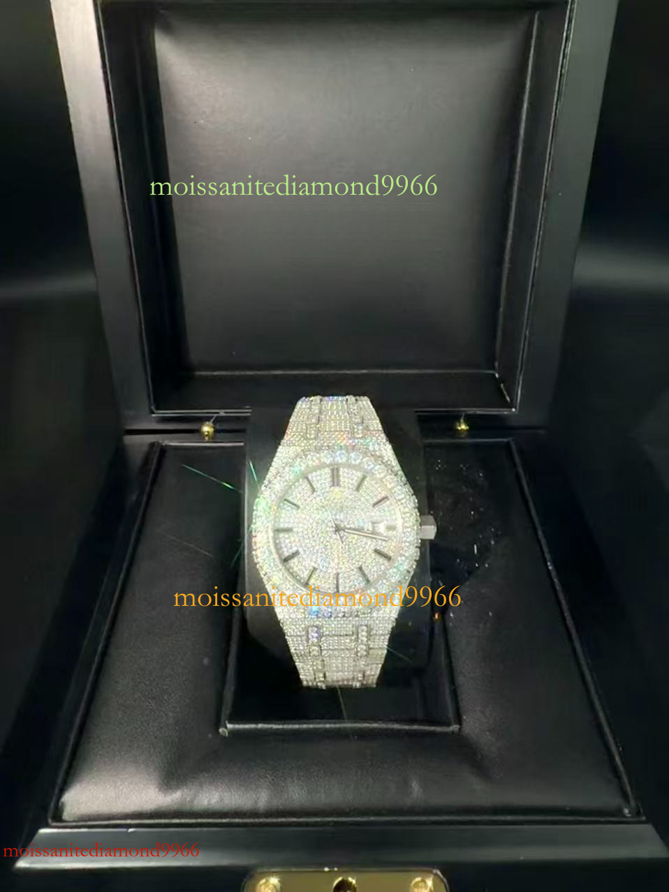 VVS Morganite watchHigh Quality 1:1 Iced Out Hip-hop Mechanical Handmade Stainless Steel Lab Dia Watch Free Fast delivery-image-1105430192