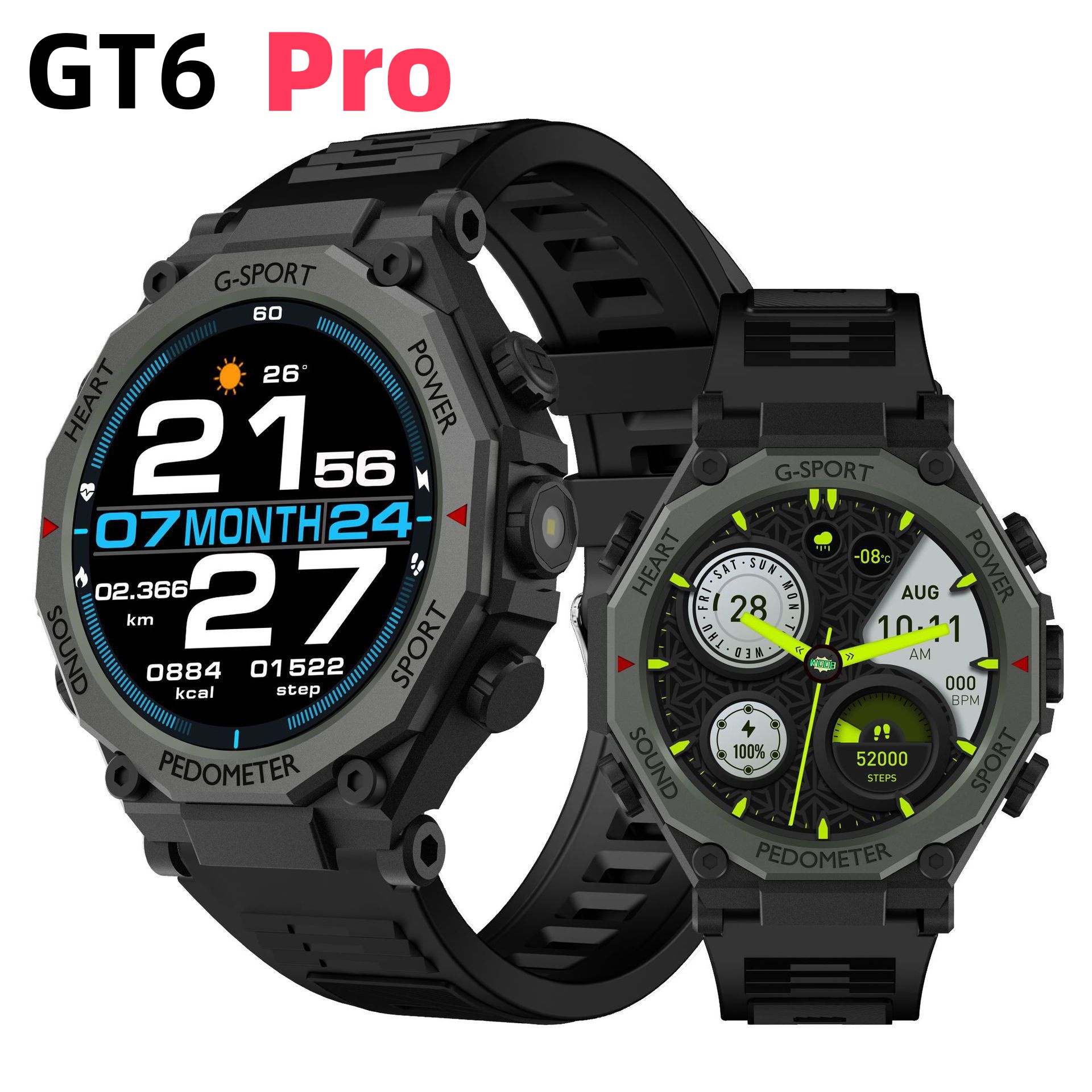 2026 Latest GT6 Pro Smart Watch 1.52-inch Bluetooth Call Health Monitoring Flashlight Message Push+TEMU Model-image-1105397627