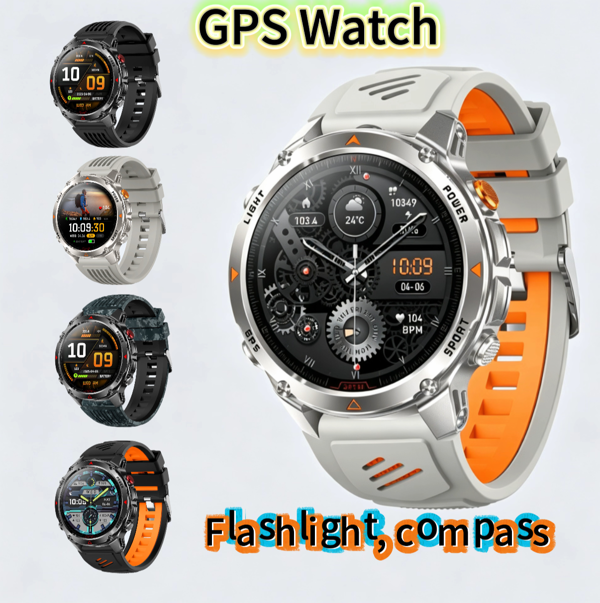 Nouvelle montre intelligente HT37 : suivi GPS, lampe de poche, boussole, appel Bluetooth pour une montre de sport de plein air
