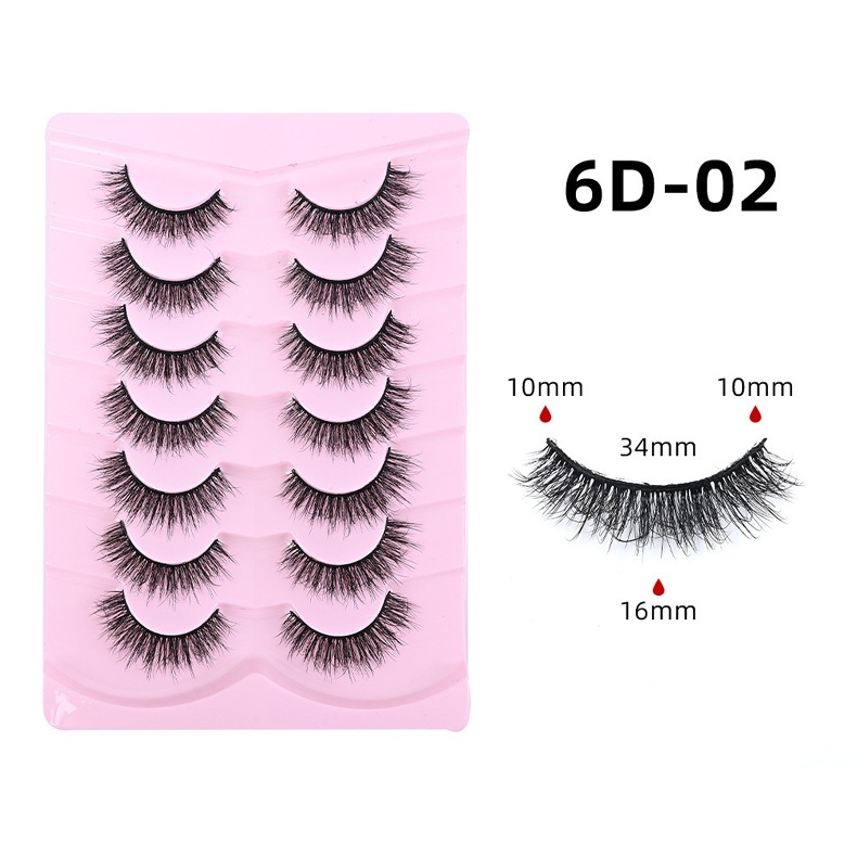 Thick Fluffy False Eyelashes Natural Look, 7 Pairs Volume 3D Faux Mink Lashes Full Strip, Handmade Reusable Eyelash Extensions Wispy Finish Soft-image-1105046596