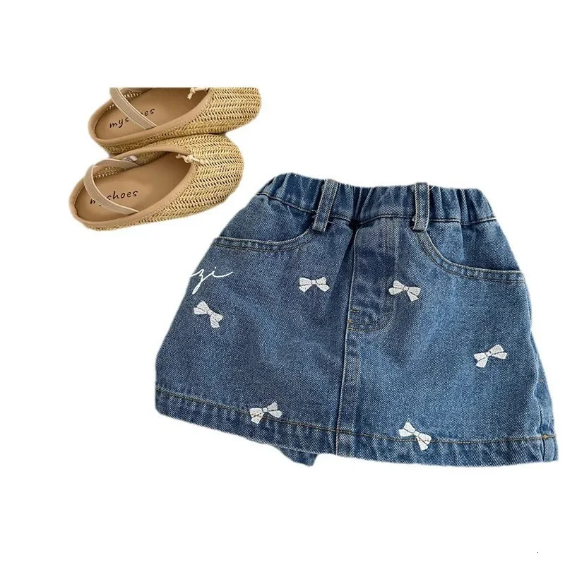 perfume 2026 New 22463 Baby Girls Summer Korea Bow Cologne Embroidery Denim Pants 1 Perfume 7Year Kids A Line Skirt cologne 260507 Designer