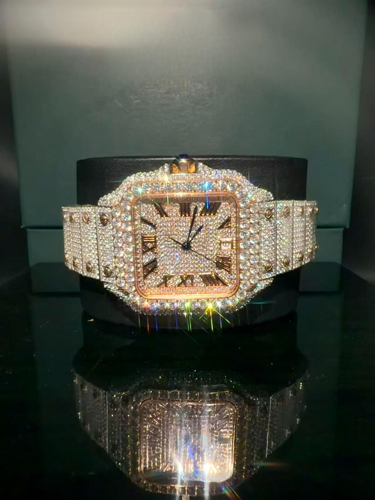 VVS luxury watchMoissanite custom luxury jewelry fully automatic movement watches, high quality handmade stainless steel sapphire mens watch, free d