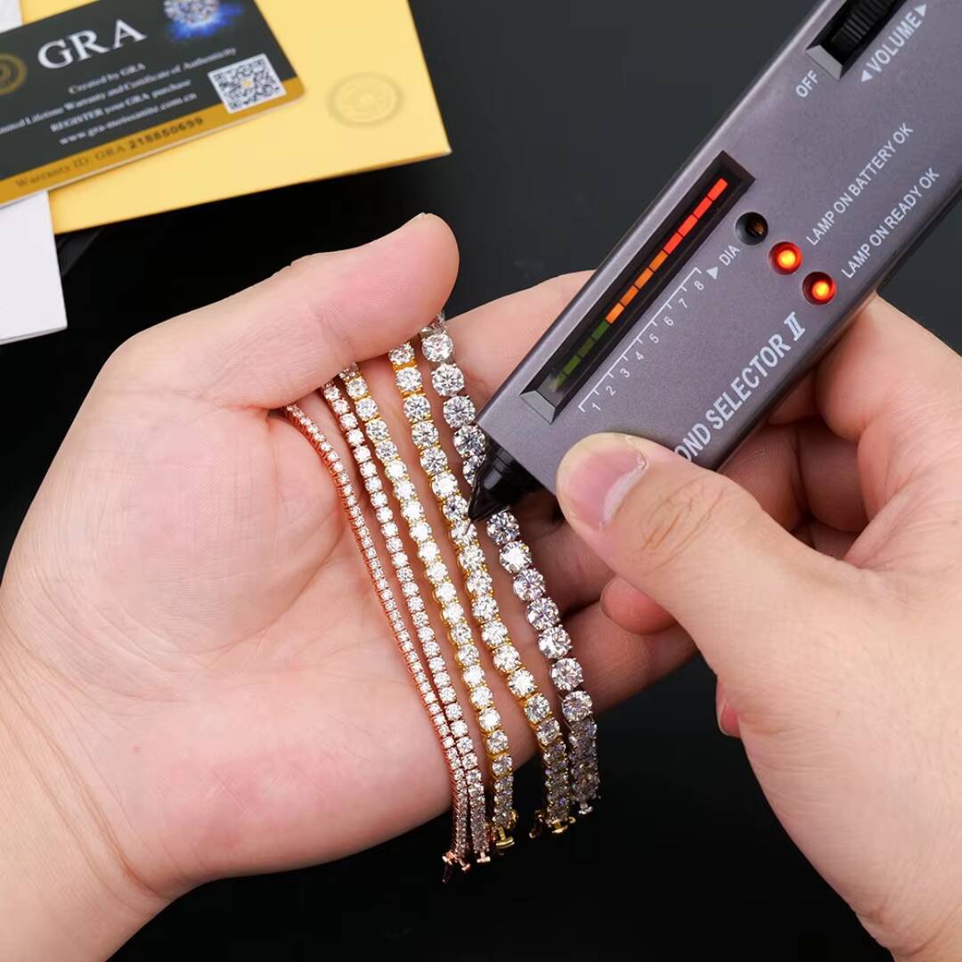 XINGYUE Hip Hop 2-65mm 925 Sterling Silver GRA VVS Iced Brilliant Cut Claw Set Moissanite Unisex Tennis Bracelet