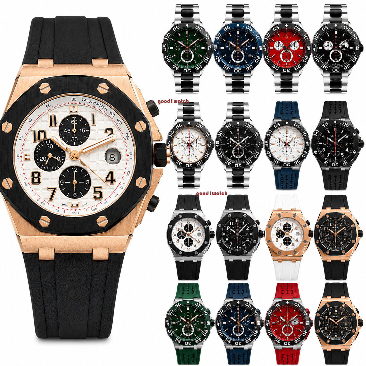 Designer luxury classic men's watch six o'clock multifunctional pointer design three-eye multifunctional waterproof quartz watch multiple