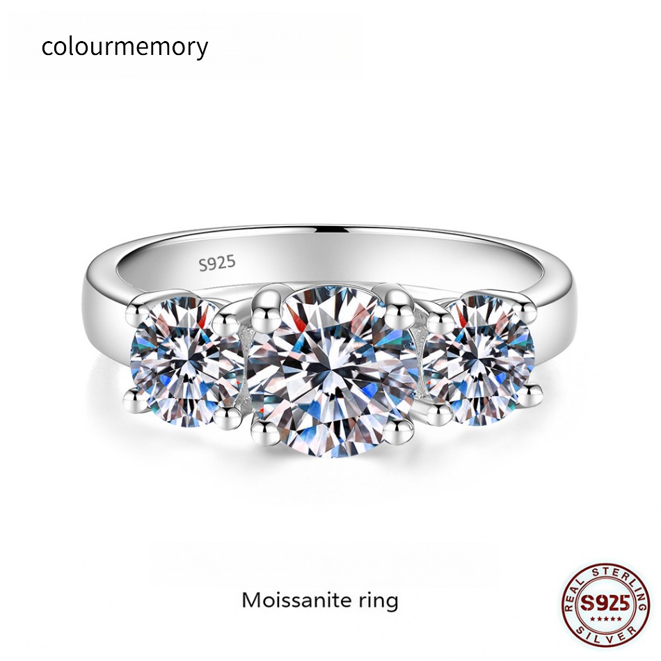 Pave Set Moissanite Stackable Ring S925 Silver GRA Certified-image-1105399133