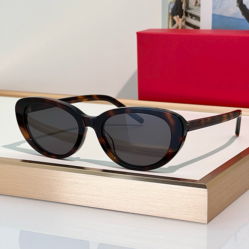 Women Cat Eye Sunglasses Fashion designer acetate elliptical glasses Classic retro frame vacation beach party sunnies SL M154
