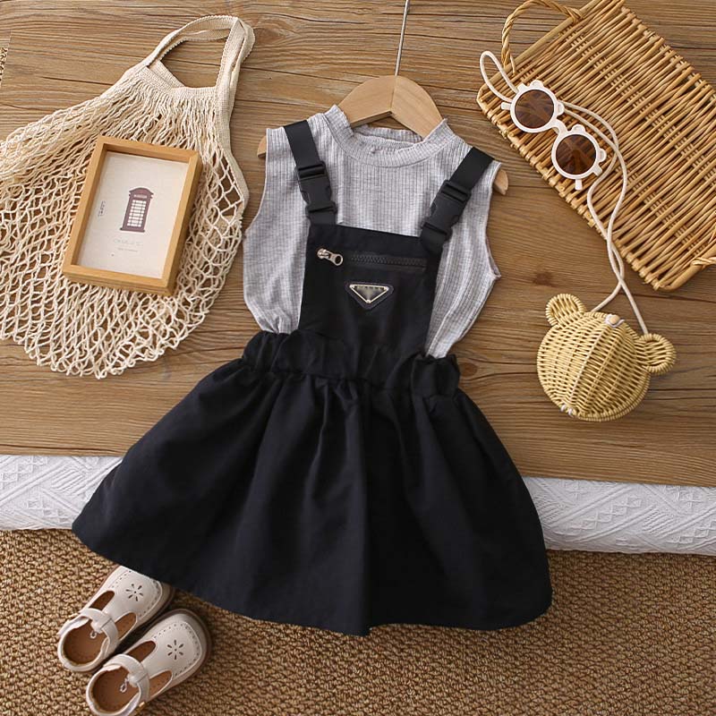 Brand Kids Designer Clothes Girls Boutique Outifts 0-5 Years Baby Girl Summer Clothes 2-Piece/Set Breathable Tops and Strap Skirt Pants Toddlers-image-1105416607