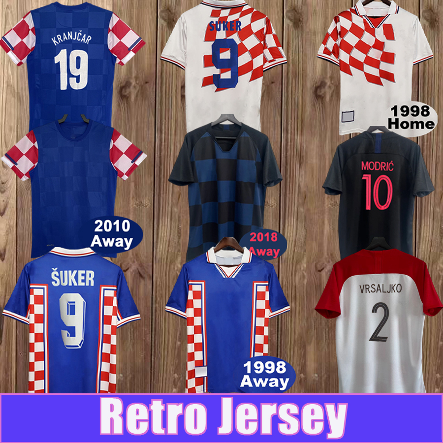 1998 SUKER Mens RETRO Soccer Jerseys National Team 2010 KRANJCAR Away 2018 MODRIC Home Away Football Shirt Short Sleeve Adult Uniforms