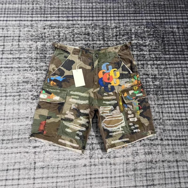 Men's Pants Men Summer Calf Length Ripped Jeans Ga Deft High Street Hipster Fashion Embroidered Shorts-image-1105455378