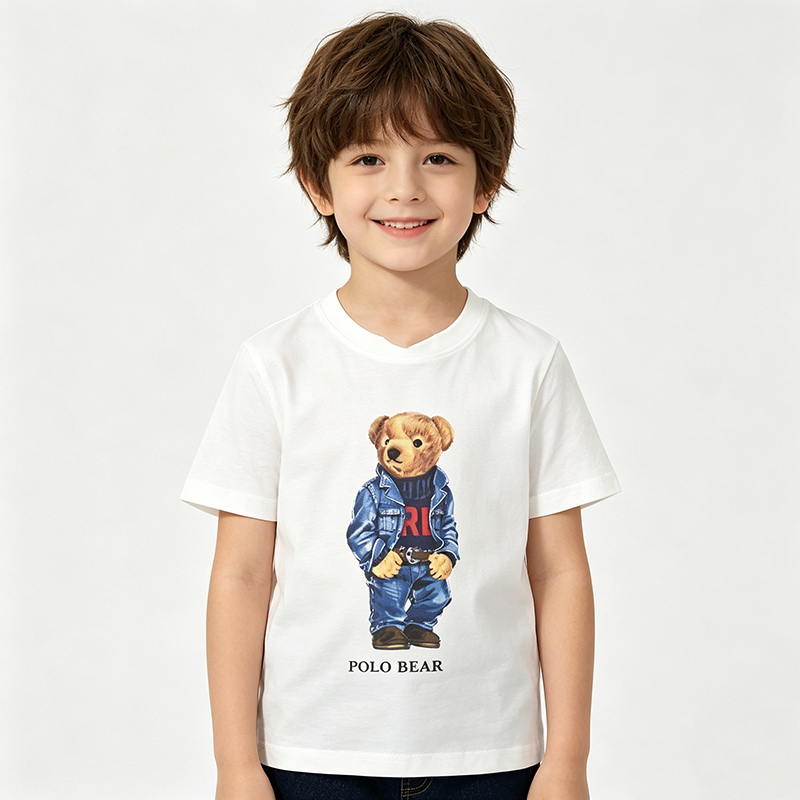 Designer Kids Cotton Top Cartoon Bear T Shirt Childrens Luxury Clothing Boys Girls Crew Neck Short Sleeves Summer Casual Cotton Tops Casual Clothing