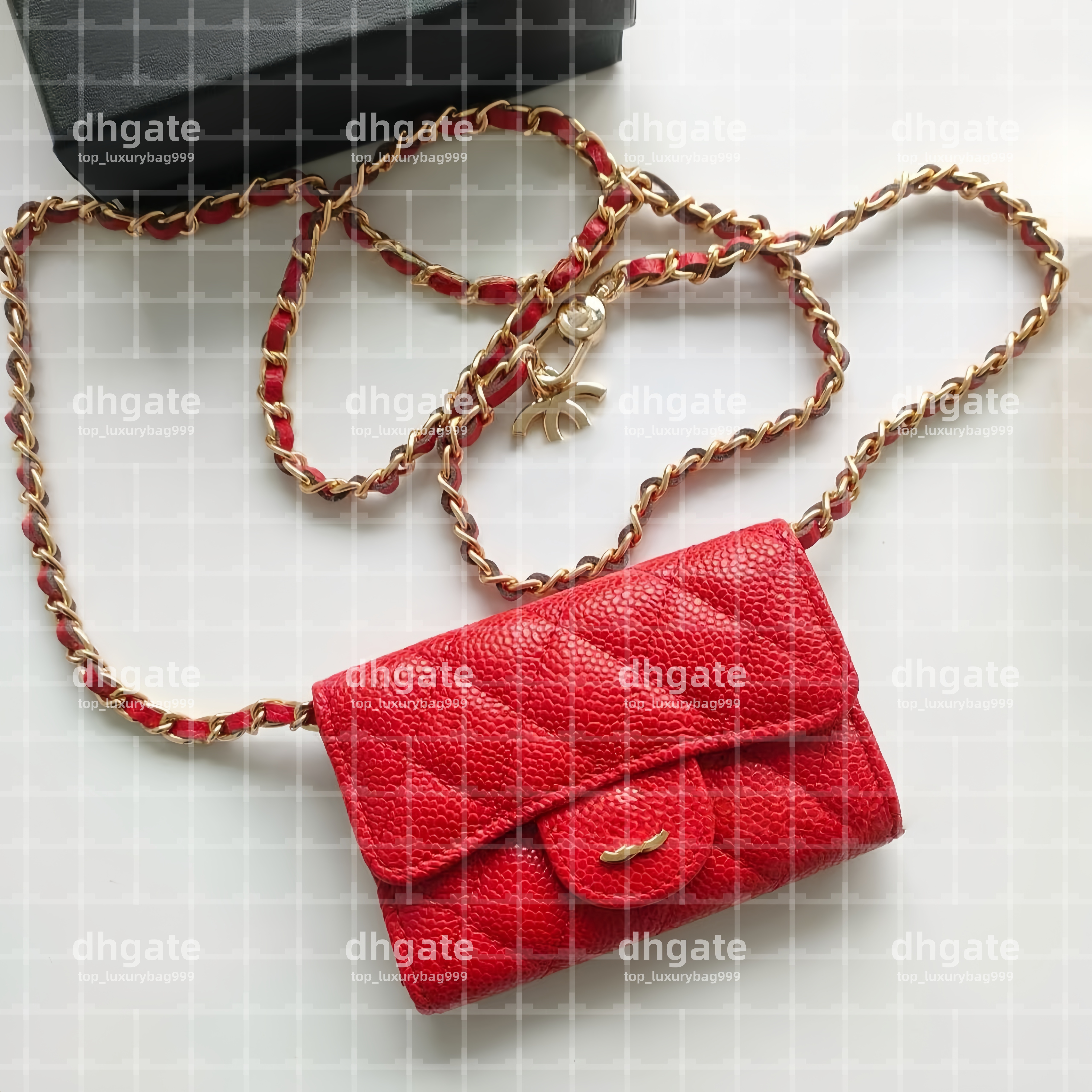 10A high-quality genuine leather classic chain women's wallet luxury designer wallet women's wallet pure credit card clip C201 with out bo