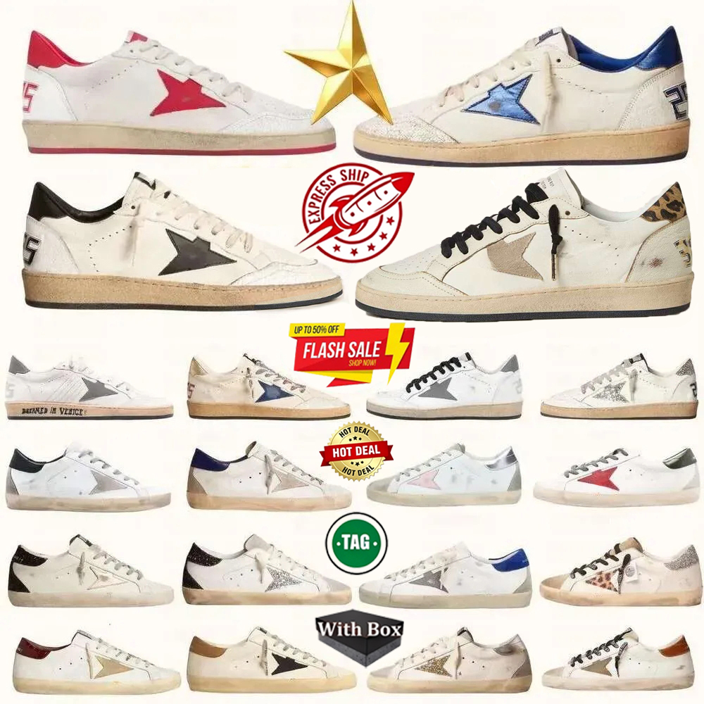 With Box Designer Casual Shoes For Men Women Ball Star Distressed Leather Dirty Classic Sneakers Luxury Superstar Old Shoe Vintage School do-old Ita