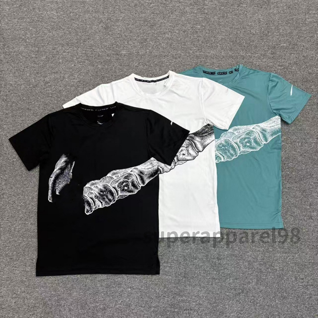 Designer T Shirts Bone Print Men's Running Pantalon Sweatpants Joggers Match Short Sleeve Breathable Streetwear Gym Workout Casual Luxury Tee