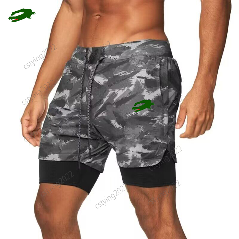 Men's Brand Crocodiles Embroidery Performance Shorts 2 in 1 Gym Shorts Compression Stretchy Sports Shorts Quick Dry Fitness Workout Summer-image-757567344