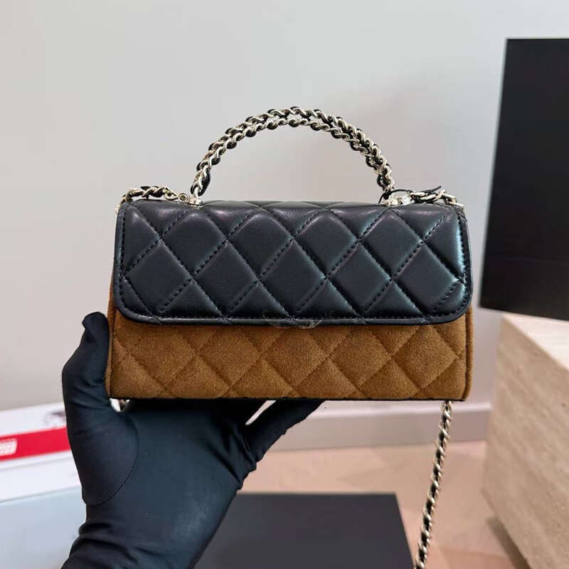 Mini Crossbody Bags Designer Handbags Totes Luxury Hollow Out Handle 25s Ladies Cross Body Chain Purses Suede Brown