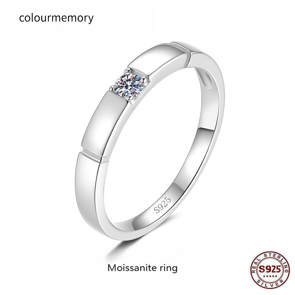 Elegant Minimalist Moissanite Engagement Ring with a Solitaire Design - Crafted from Premium 925 Sterling Silver for Her-image-1105486000