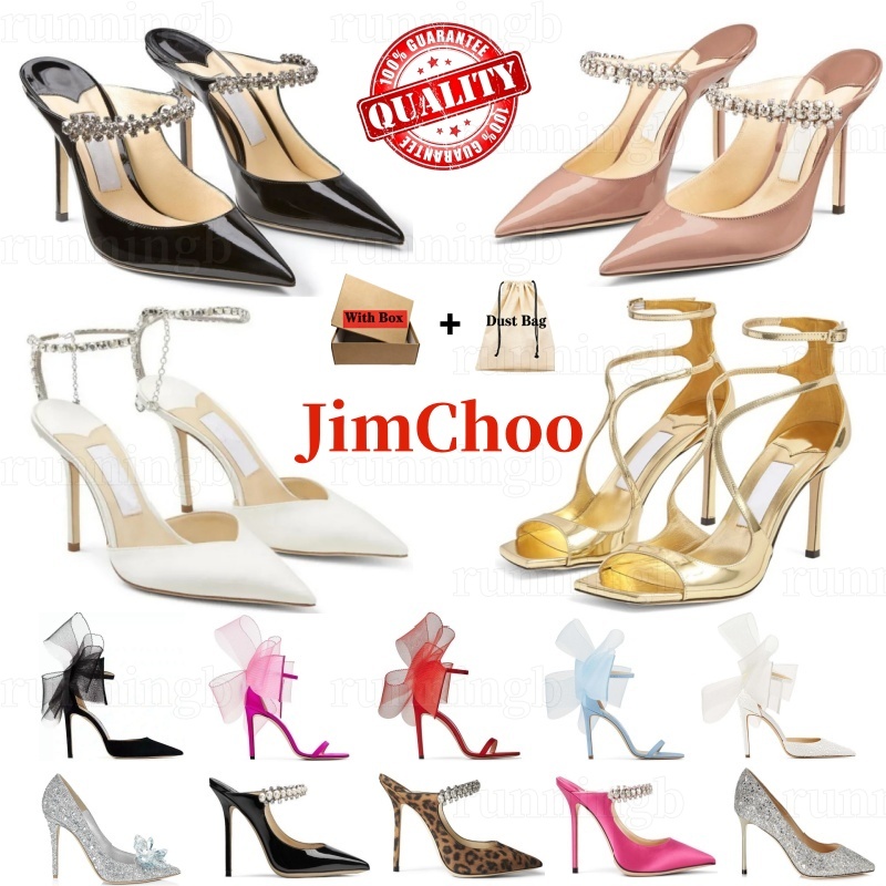 With Box Designer Sandals Sexy Heel Womens High Heels Satin Sparkling Slim Luxury Slippers Gala Pointed Crystal Ankle Bride Wedding Party Lady Sanda