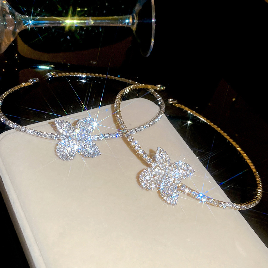 Diamond-studded floral choker, exquisite necklace with a luxurious and sophisticated feel, light luxury high-end jewelry-image-1105481759