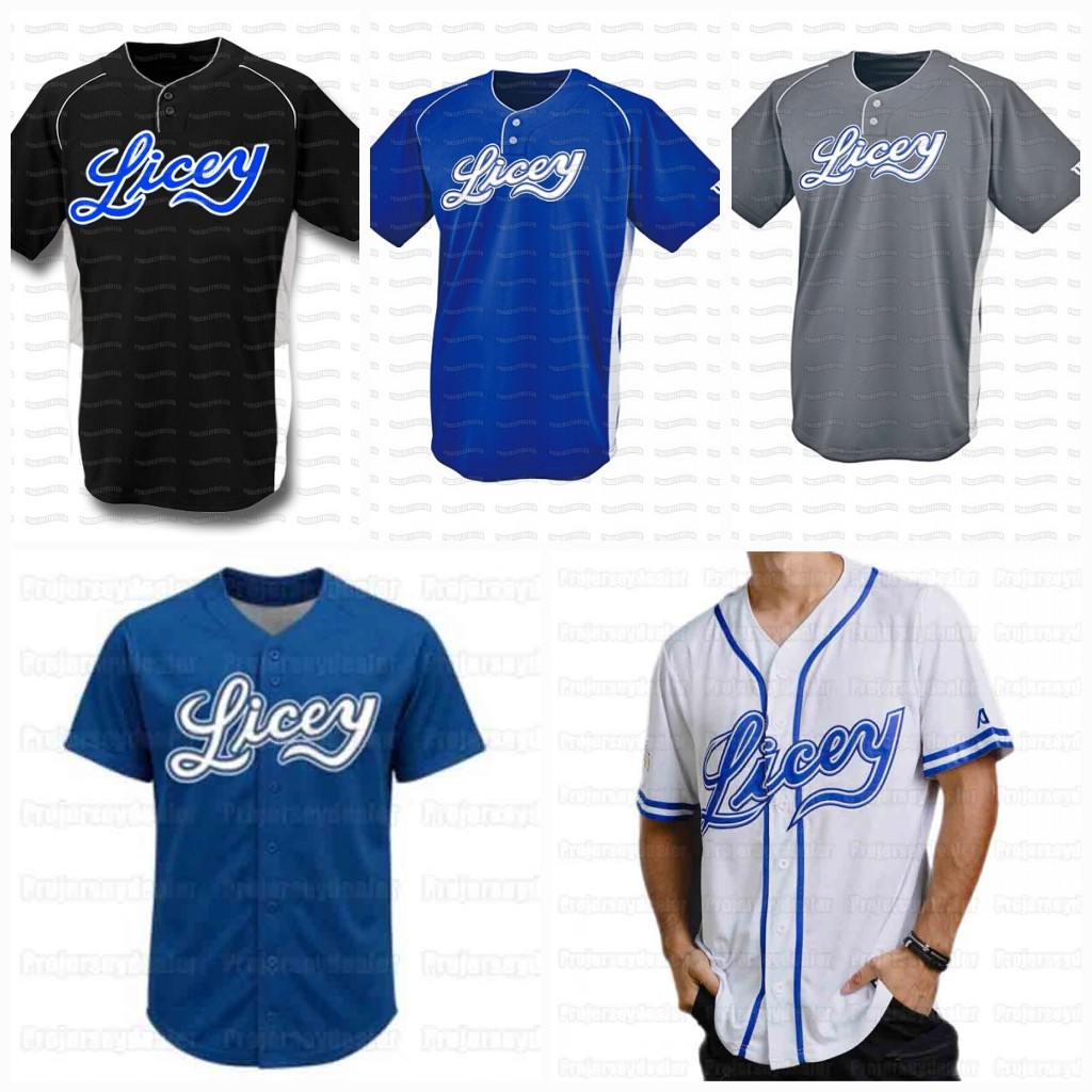 Los TIGRES DEL LICEY DOMINICAN Team Custom Baseball Jersey Royal Blue Black Grey High Quality Fast Shipping