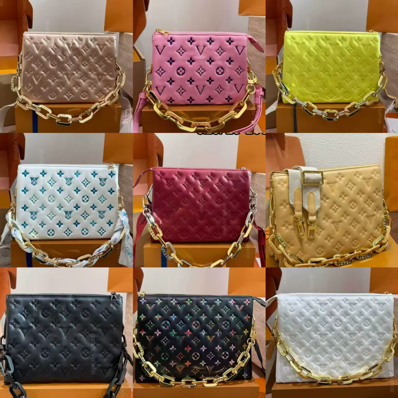 luxury designer bag lvscity bag coussin PM handbags 7A quality with boxed set PM 27CM 22CM chain bag leather shoulder bag fashion crossbody bag wome