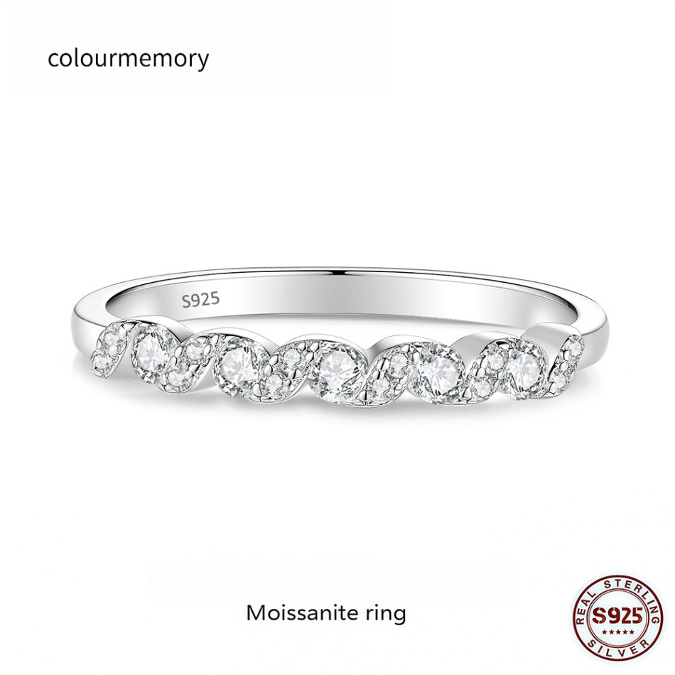Twist Rope Moissanite Band Ring 925 Sterling Silver For Women-image-1105474907