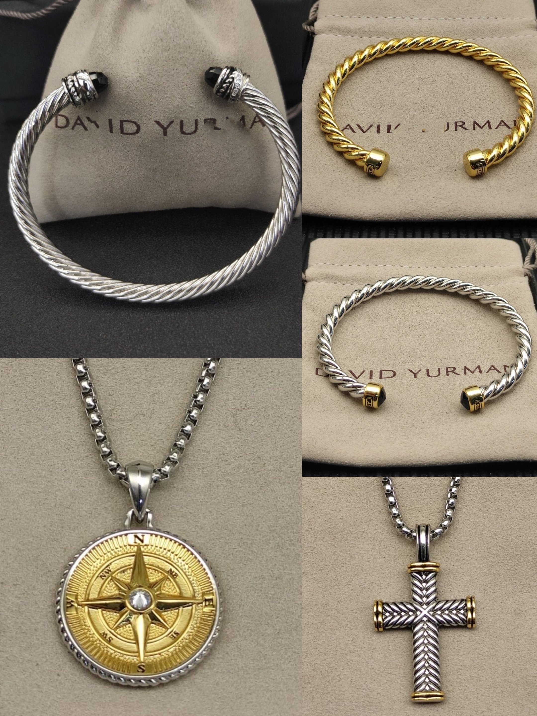 DY bracelet Câble Designer hommes femmes unisexe Vintage argent plaque d'or réglable ouvert manchette bracelet bracelet collier hommes bijoux cad