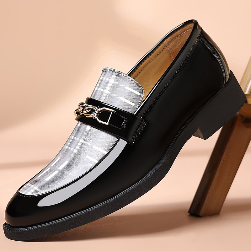 2026 new patent shiny casual leather pointed men's trendy business formal shoes