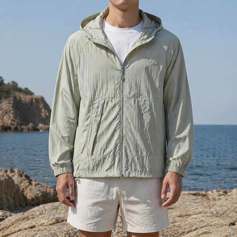 Mens Protection Windbreaker Ice Silk Quick Dry Jacket Outdoor Sun-Protective Light Thin Hiking Fishing Cycling Hooded Jackets 260509