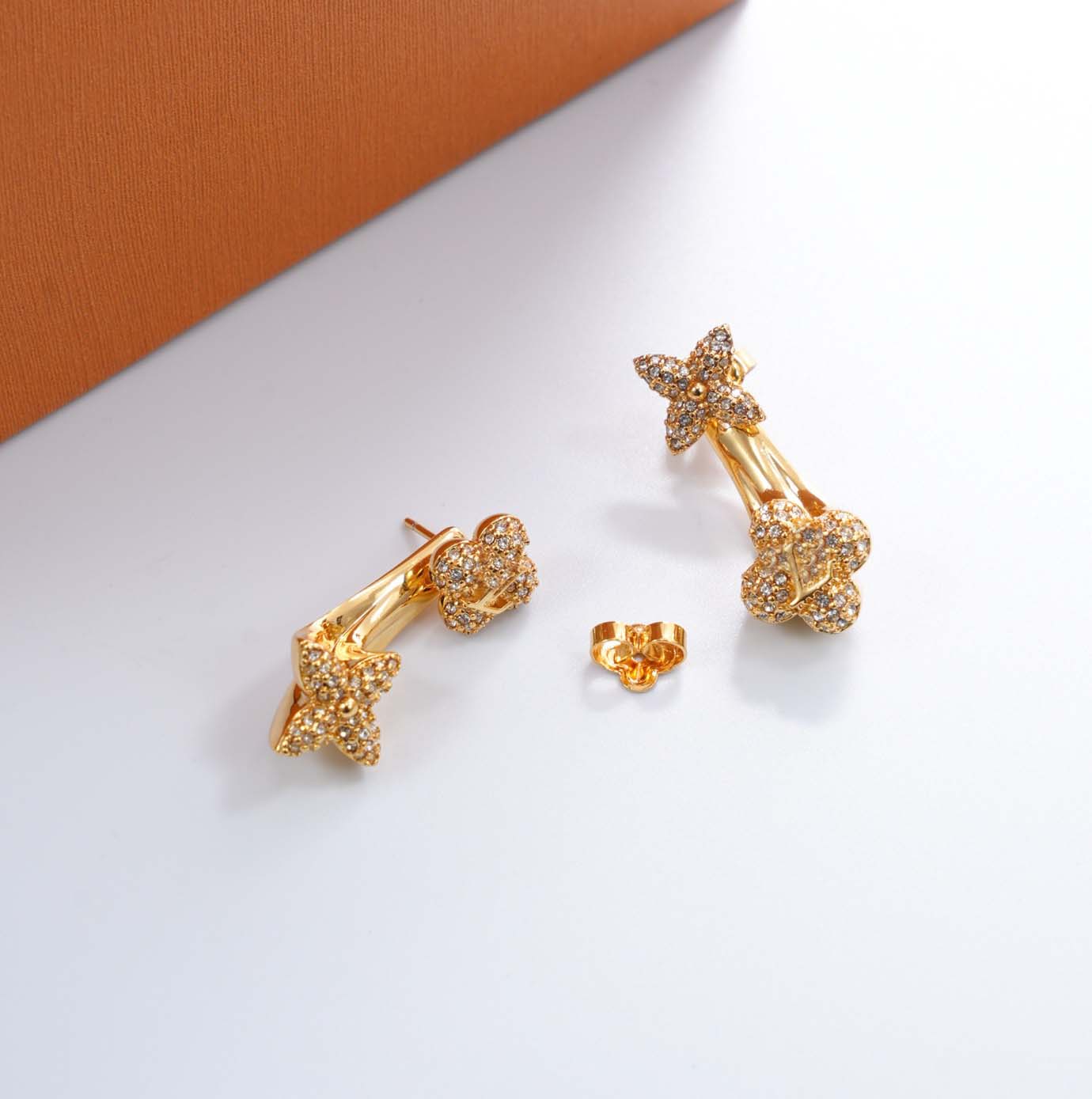 2026 Luxury quality charm stud earring with diamond in 18k gold plated have stamp box simple design punk ring PS6673B