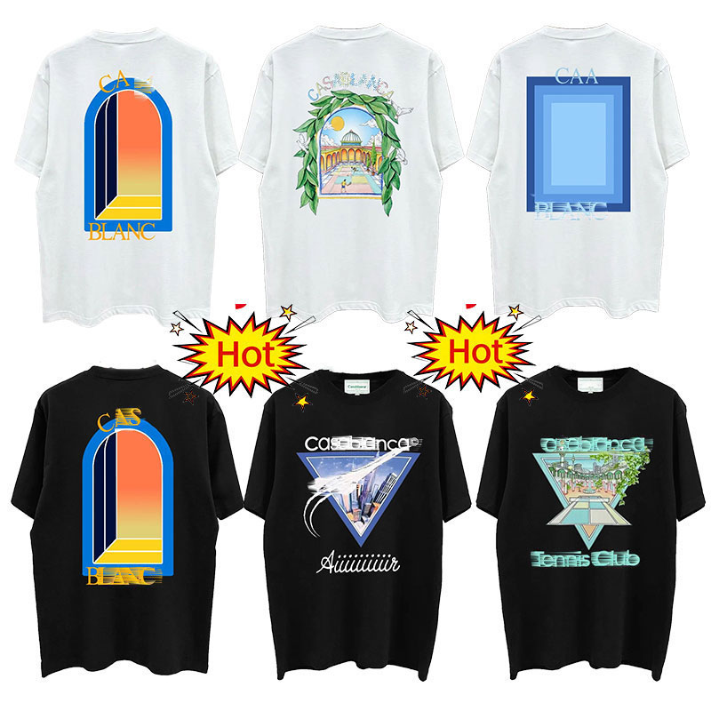 Designer men Tshirt CasasBlancacashirts Crew neck moisture wicking short sleeved High quality patterned letters Cool quick drying shirt with High St