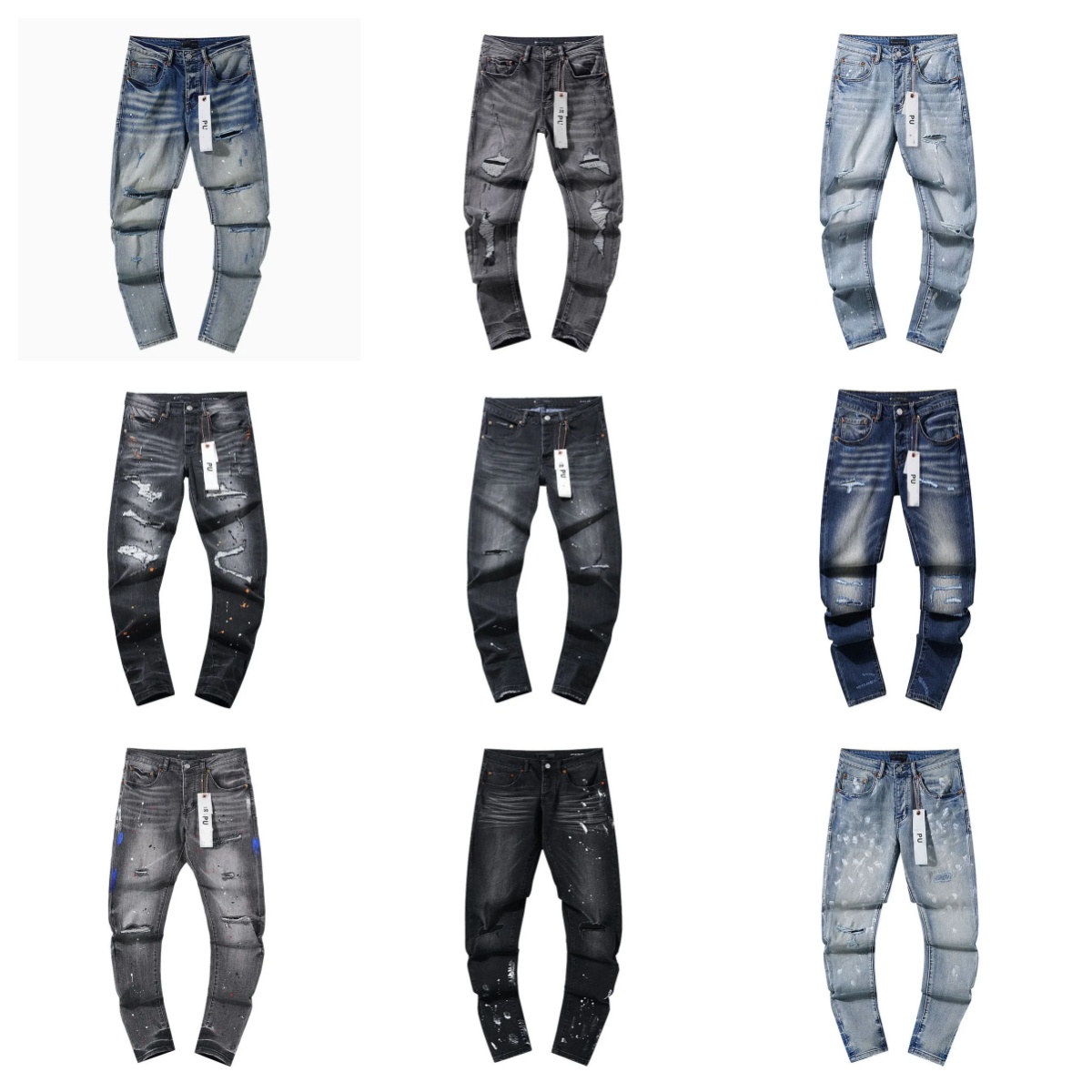 Men's Jeans Vintage Wash Paneled Wide-Leg For Men Fashion Streetwear Heavy Industry Punk Gothic Patchwork Denim Pants Y2k Baggy Size S-2XL