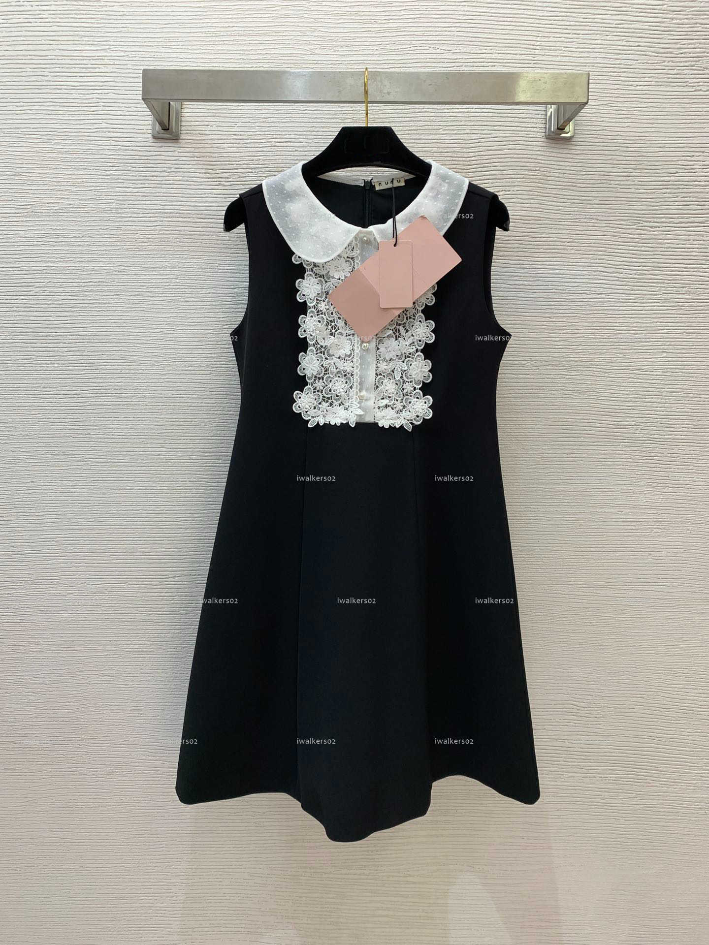 Classiques Robe femme à col Peter Pan Robes d'été pour femmes vêtements de marque petite jupe noire de style hepburn avec un gilet A025X01N141