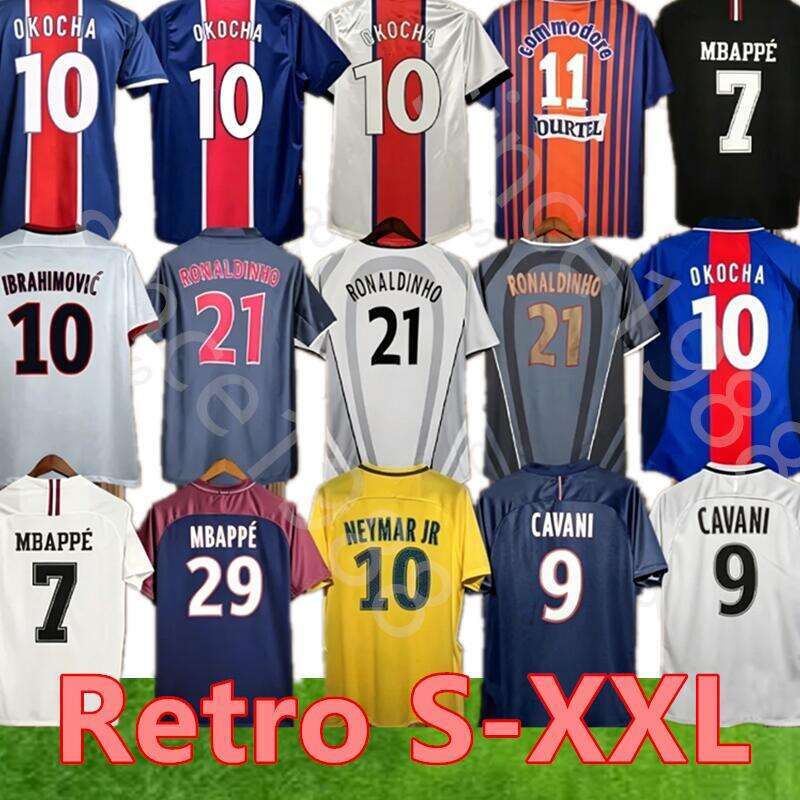 1990 NEYMAR Mens Retro soccer Jerseys MBAPPE OKOCHA RONALDINHO CAVANI DANI ALVES DRAXLER Home Away 3rd Short Long Sleeve Vintage Football Shirts