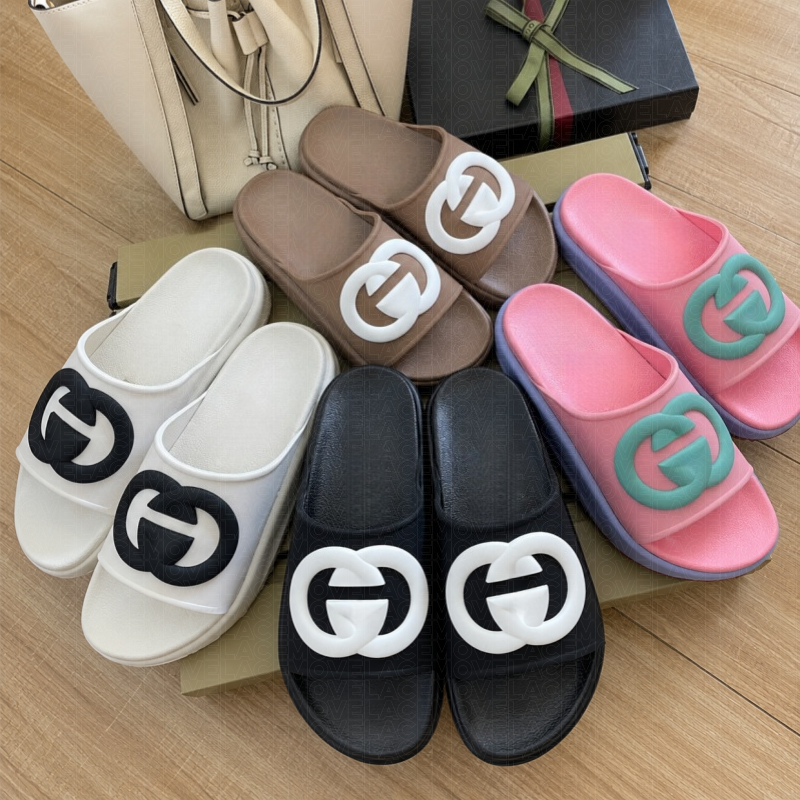 Original Brand g interlocking sandals Designer Men's and Women's Luxury Thick Bottom Slippers Colorful Thick Bottom EVA Slippers Summer Ou