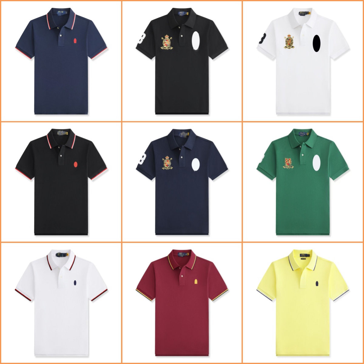Designer Men's Polo Shirt World Cup Theme Retro Style Horse Logo Crown Embroidery Number Patch Short Sleeve Top-image-1105660513