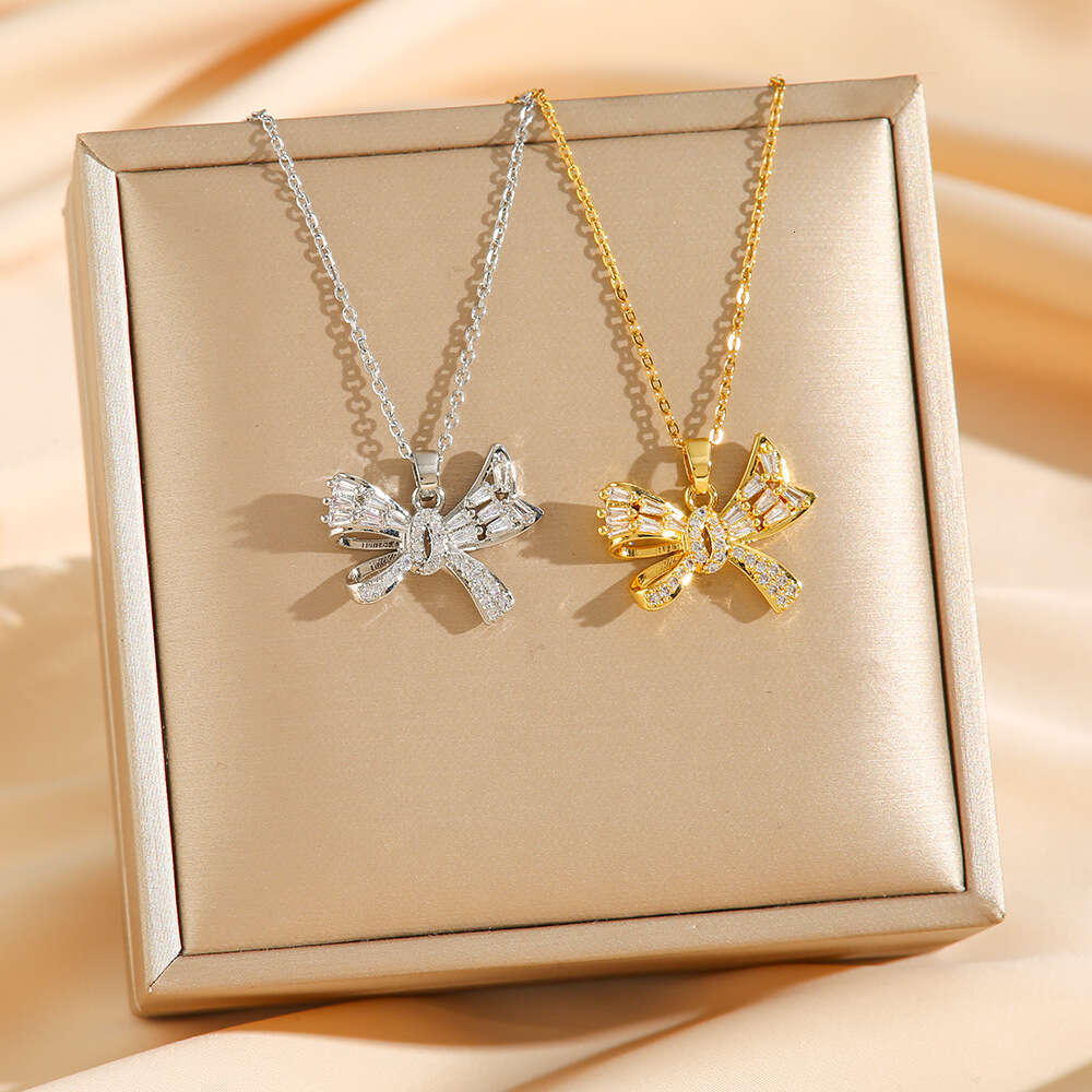 High-end Exquisite Bow Necklace Fashionable Simple Personalized Collarbone Chain For Women-image-1105694407