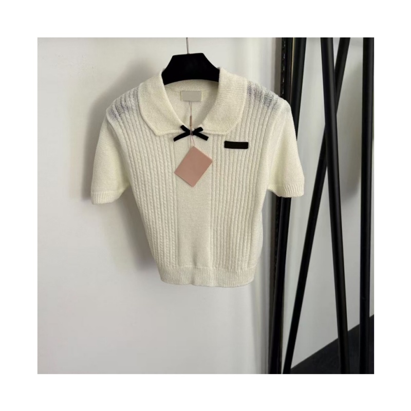 women designer tshirt women knitted shirt top high-quality stripe polo lightweight Lace hollow out knitted t shirt summer hollowed out slim fit inne