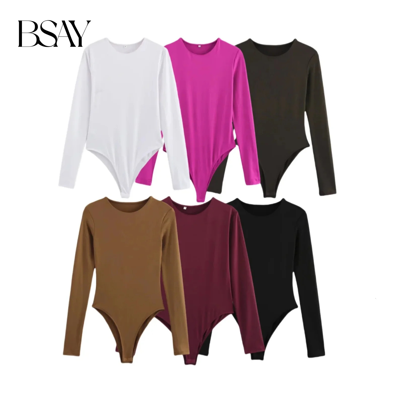 BSAY Jumpsuit for Women Fashion Autumn Winter Sexy Solid Color Long Sleeved Round Neck Chic Female Bustier Tops Mujer 260512