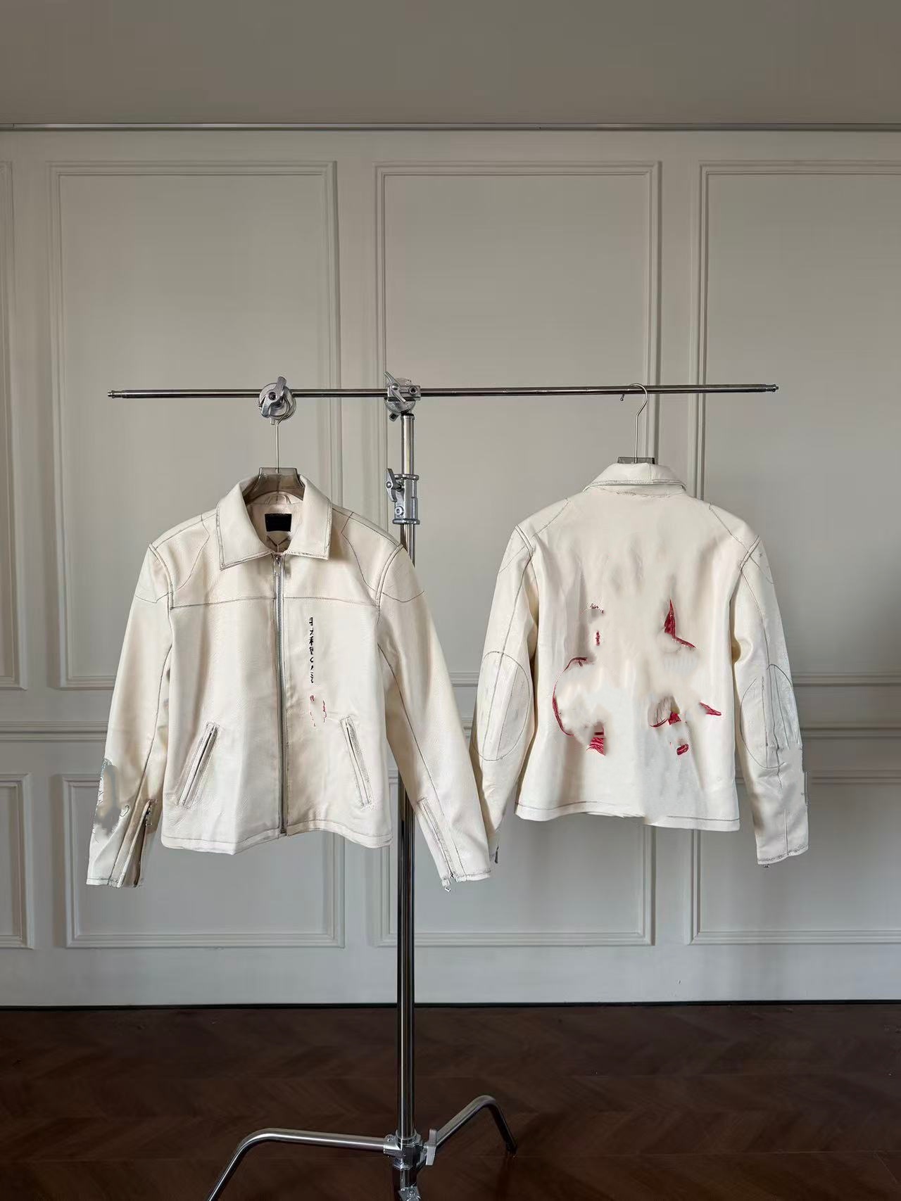 E Version supérieure veste en peau de vache à deux couches lavée par vélo manteau unisexe