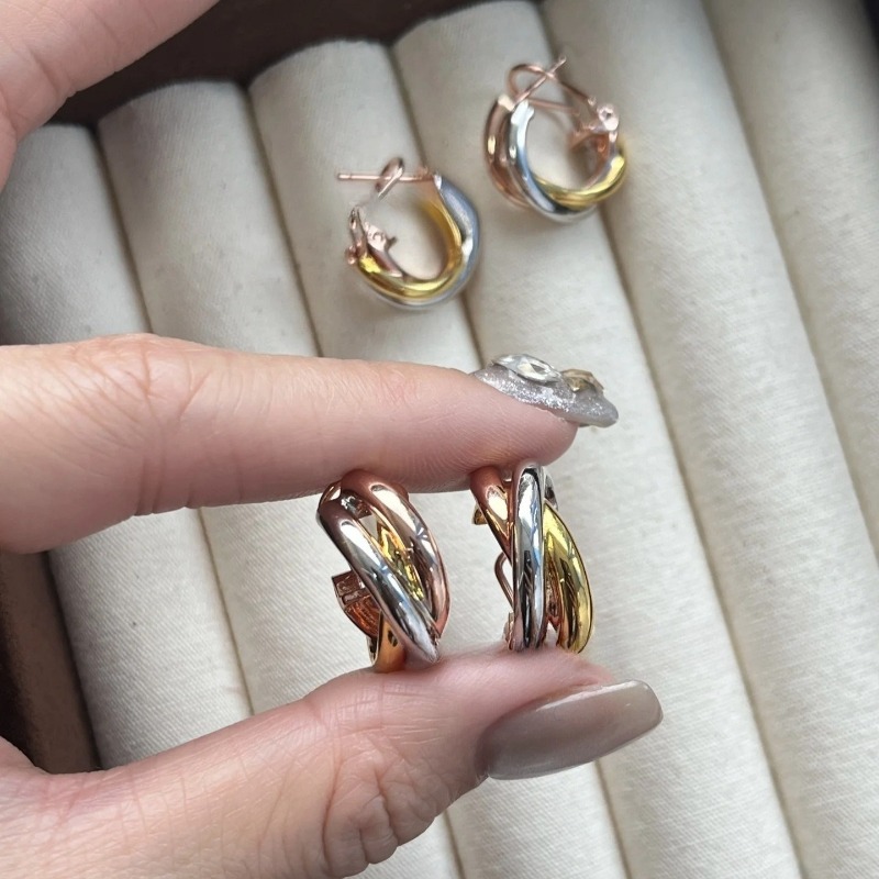 Designer Classic Earrings Triple Band Earrings 18K Gold Plated Hoop Earrings Stainless Steel Stud Earrings for Daily Wear Luxury Jewelry Set Gift-image-1105668077