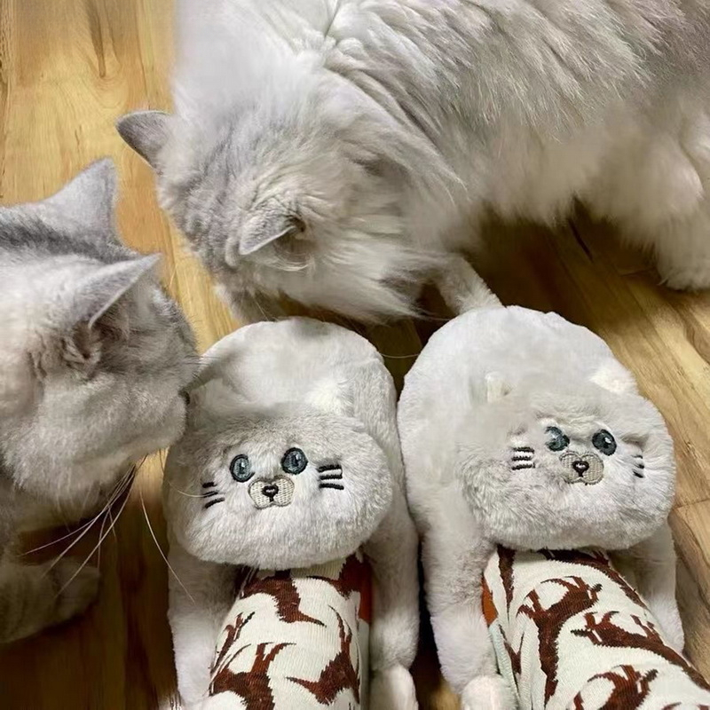 2026 New New Slide Designer Woman Cuddly Cat Slippers - Furry Kawaii Slides For Sandal Men & Women, Cozy Winter Home Shoes, Perfect Gift Slipper Fre