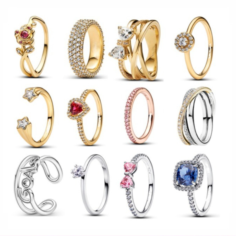 Luxury butterfly bowknot designer rings for women girls lovely 18k gold pink crystal rose flower ring jewelry trendy fashion love heart engagement p