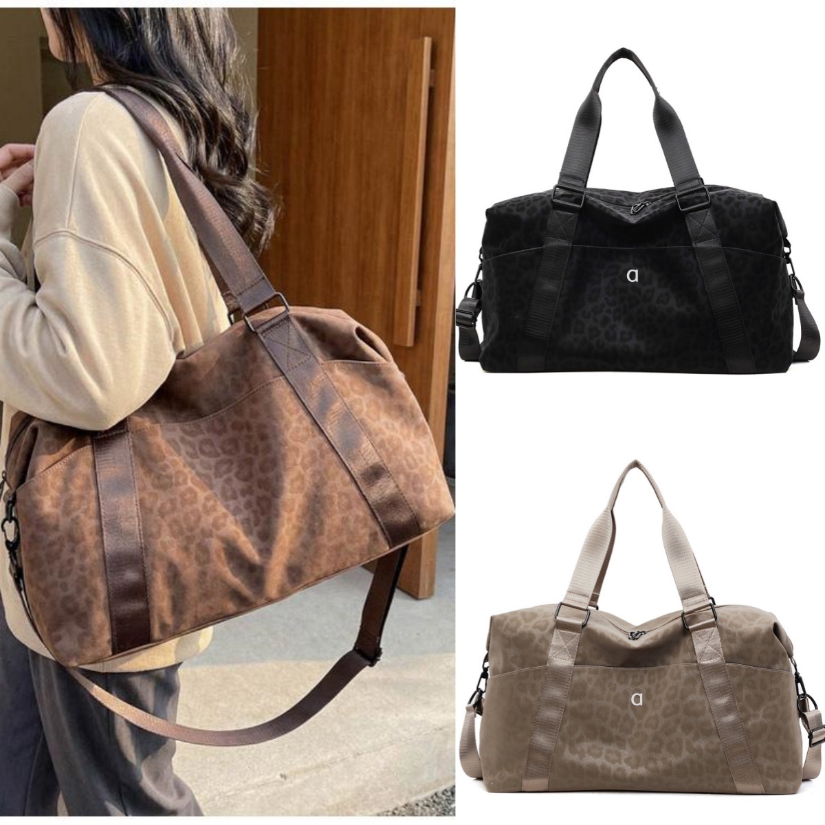 A2179 Unisex Large-capacity Portable Travel Bag Leopard-print Lightweight Waterproof Luggage Short Trip Storage Swimming Bag Fitness Bag