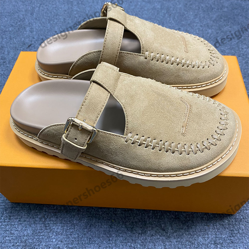 Colorado closed mule womens designer 1AK2O3 Sable Beige Comfort Suede calf leather mule Signature Luxury Mule Fashion Brand Mule Lightweight Rubb