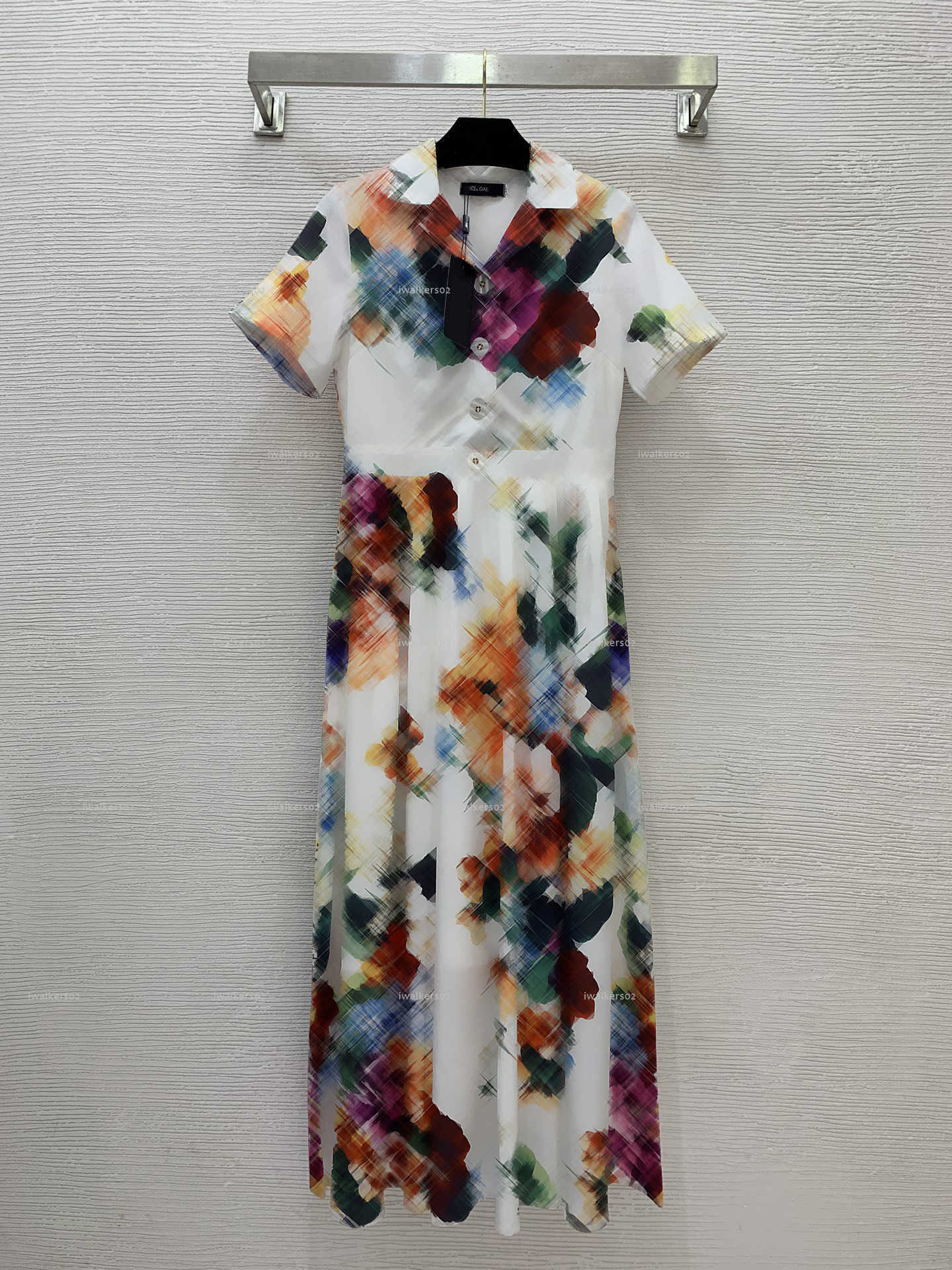Classics Collar women dress Summer lady dresses women designer clothes fit-and-flare short sleeve skirt A036X01N042-image-1105615618