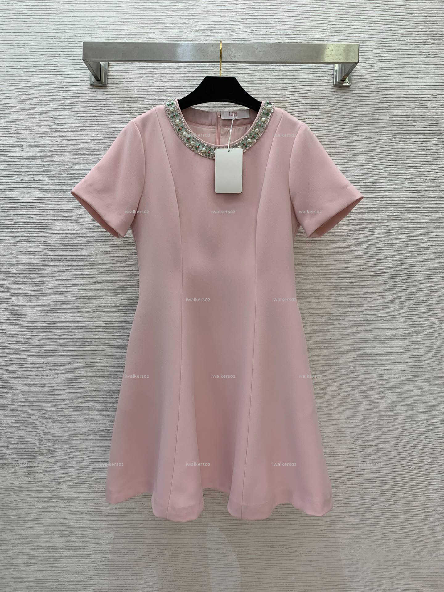 Classics Crew neck women dress Summer lady dresses women designer clothes short-sleeve skirt with side pockets A002X01N044-image-1105615671